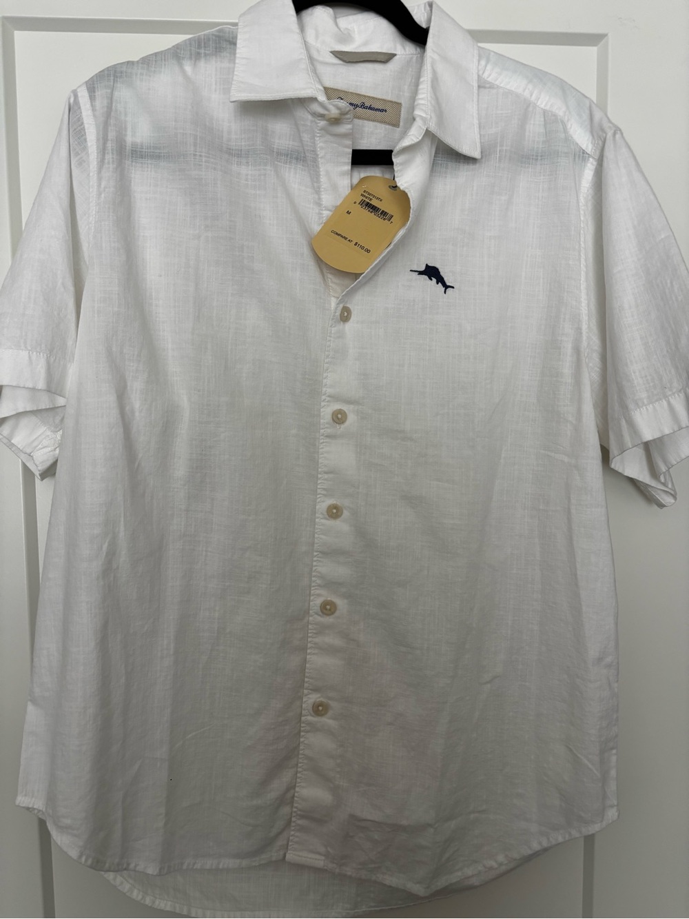 Tommy Bahama Cotton White Short-Sleeve Button-Down shirt M NWT